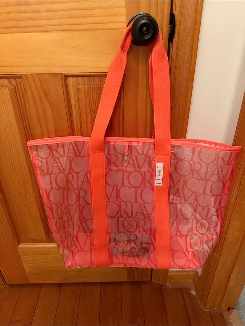 Victoria's Secret orange Logo Mesh Tote